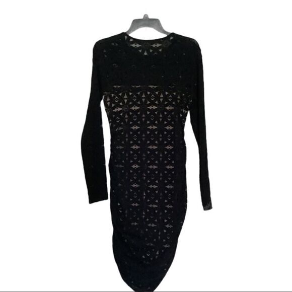 BCBG Maxazira Black & Tan Lace Form Fitting - Picture 2 of 3